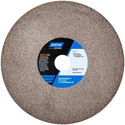 Image of Norton Bench and Pedestal Abrasive Wheel, Type 01 Straight, Aluminum Oxide, 1&quot; Arbor, 8&quot; Diameter, Thickness, Medium Grit (Pack of 1)