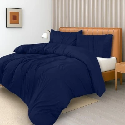 Image of Utopia Bedding Double Duvet Cover Set with Ruched Hem Pillow Cases Soft Microfiber Polyester Decorative (Navy)