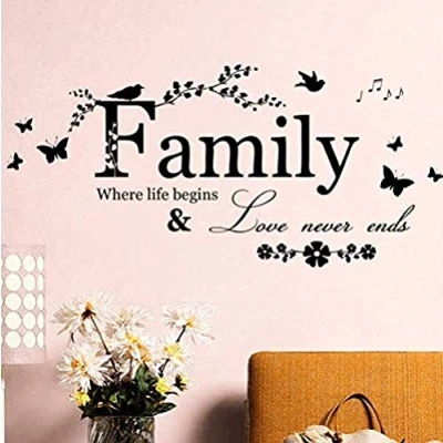 Image of Wajade Family Letter Wall Stickers Quotes Motivational Decals Removable Vinyl Decal Art Mural Home Decor