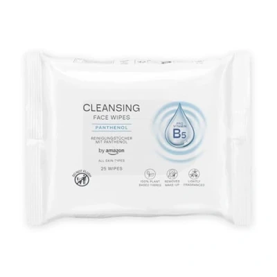 Image of by Amazon Face Cleansing Wipes with Panthenol, Make up remover, Fragranced, 25