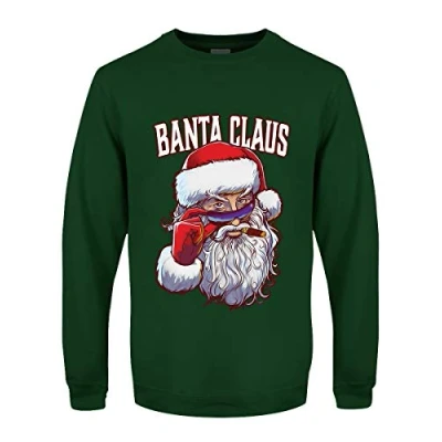 Image of Grindstore Men&#039;s Banta Claus Christmas Jumper Sweater Bottle Green