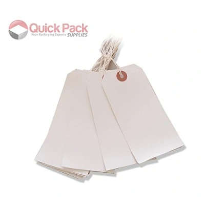 Image of 1000 Pack 120 x 60mm White Coloured Strung Tags