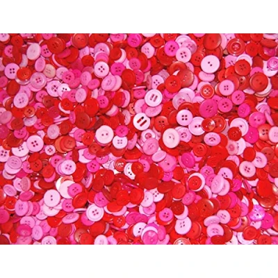Image of celloexpress Pack of 50g Red &amp; Pink Buttons Mixed Sizes Various Valentines for Sewing and Crafting
