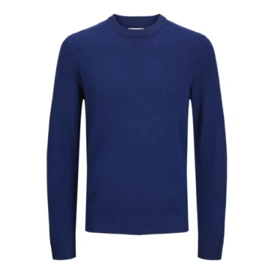 Image of JACK &amp; JONES Men&#039;s Jprcclambswool Knit Crew Neck Ln Jumper, Blue Depths, L