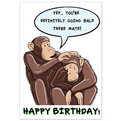 Image of Funny Birthday Card for Him Men Male Monkeys Going Bald