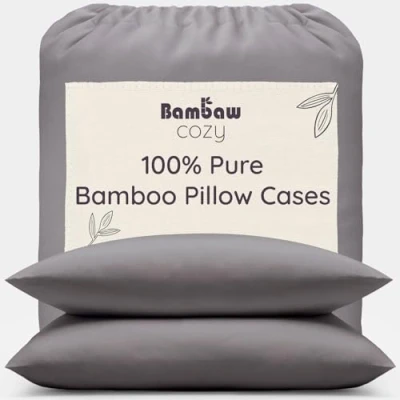 Image of Dark Grey Pillow Cases 2 Pack Standard 50x75 cm Case Bamboo Covers Hotel Bedding Cooling Oxford Pillowcases Bambaw