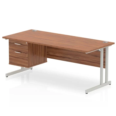 Image of Impulse 1800 Rectangle Silver Cant Leg Desk Walnut 1 x 2 MI001922
