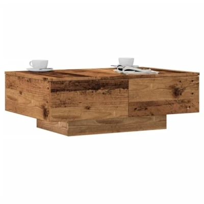 Image of vidaXL coffee table/side/coffee/end table engineered wood, 90x60x31cm, max load 60kg living room/lounge/hallway decor in brown with old wood finish, ample storage space