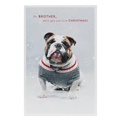 Image of UK Greetings Christmas Card for Brother Dog Design
