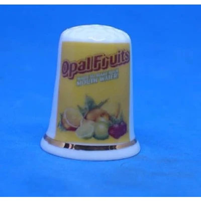 Image of Birchcroft Porcelain China Collectible Thimble Opal Friuts Advertising Poster Dome Box