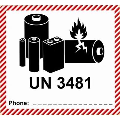 Image of BT Label 250 Gefahrgutetiketten UN 3481, 120 x 110 mm Aufdruck: enthält Lithium Ionen Batterien, Akku Transportaufkleber, Gefahrgutaufkleber selbstklebend