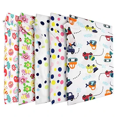 Image of Yuhtech Wet Dry Bag for Cloth Diapers, 5 Pack Waterproof Washable Reusable Baby Nappy Organizer Diaper