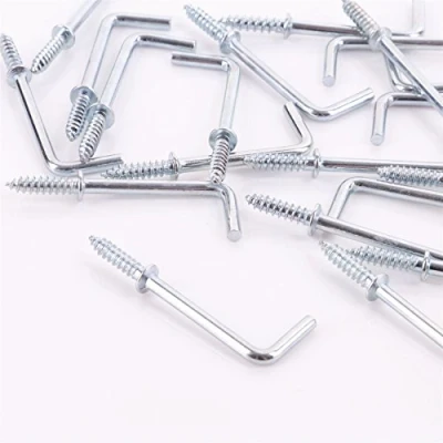 Image of 100x Zinc Plated Shouldered Dresser Cup Hooks Square L Shaped Screw in
