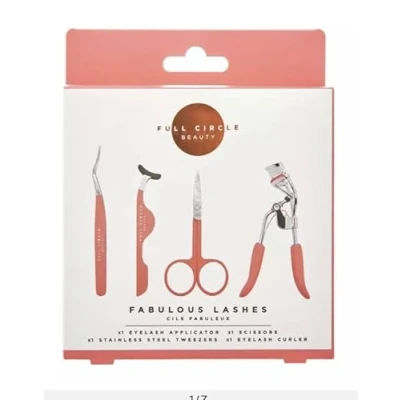 Image of Full Circle Beauty Fabulous Lashes, Eyelashes Applicator Tools Set 4pcs Kit, Eye Lashes Curlers, Strip Lash Applicator, Stainless Steel Tweezers, Scissor False Tool