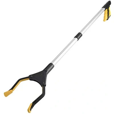 Image of Litter Picker, 32&quot; Foldable Long Arm Mechanical Grabber Reacher Grab &amp; Grip Rubbish Pick Up Hand Up, Lightweight Extender Gripper Tool Handy Assist Reaching Aid (Yellow)
