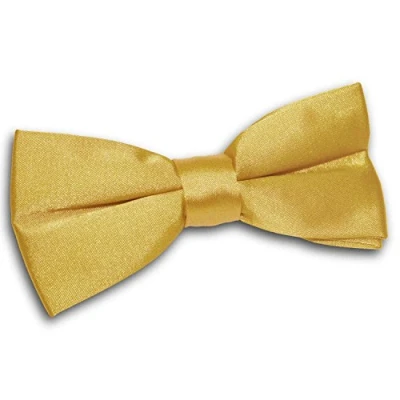 Image of DQT Men Pre Tied Plain Satin Adjustable Tuxedo Bow Tie Gold