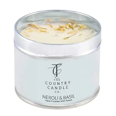 Image of The Country Candle Co. Pastels Range in a Tin Neroli &amp; Basil