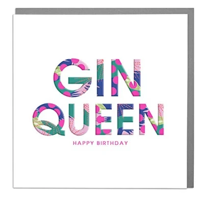 Image of Gin Queen Birthday Card with Grey Envelope by Lola Design