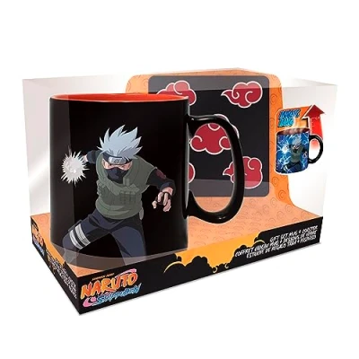 Image of ABYSTYLE NARUTO SHIPPUDEN Gift Set Thermo Reactive Mug 460ml + Coaster Akatsuki