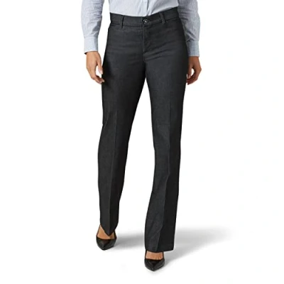 Image of Lee Women&#039;s Flex Motion Regular Fit Trouser Pant, Black Rinse, 6 US