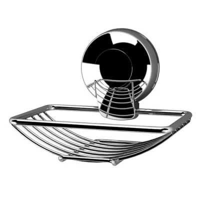 Image of Showerdrape Suctionloc Chrome Steel Suction Wall Mounted Soap Basket