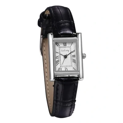 Image of JewelryWe Small Women Leather Watch: Square Face Analog Quartz Watch Simple Elegant Casual Dress