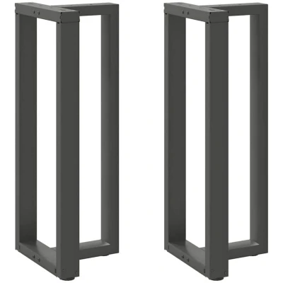 Image of vidaXL T shape bar table legs 2 pcs anthracite steel
