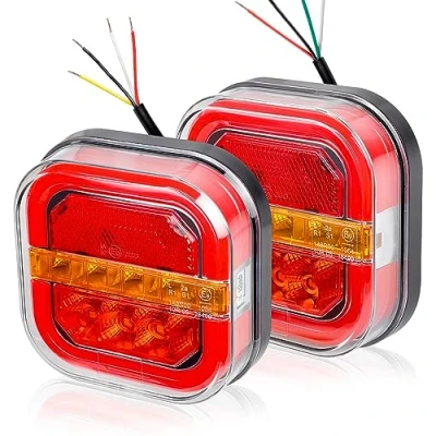 Image of Yuanjoy Neon led trailer tail lights kit 12v 24 volt waterproof truck rear with e mark Integrated brake lights, driving indicator license plate (YQ ZT28K)