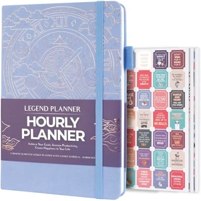 Image of Legend Planner Hourly Schedule Weekly &amp; Daily Organizer with Time Slots. Appointment Book Journal for Work, Undated, A5 (Periwinkle)