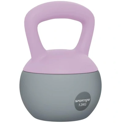 Image of SPORTNOW Soft Kettlebell, 12kg Kettle Bell with Non Slip Handle for Home Gym Weight Lifting and Strength Training, Purple Grey