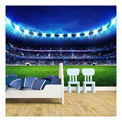 Image of amazingsticker Football Stadium Pitch Sports Wallpaper Mural Photo Kids Bedroom Kitchen Poster Decoration Wall Covering 130x80cm