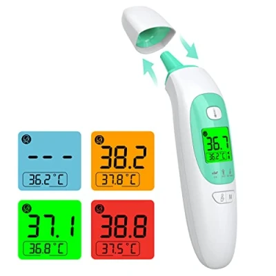 Image of Ear Thermometer, Digital Forehead Thermometer for Adults Children Baby, KKmier Non Contact Medical Temperature Home Use with 3 Color Fever Alarm, CE Certificated