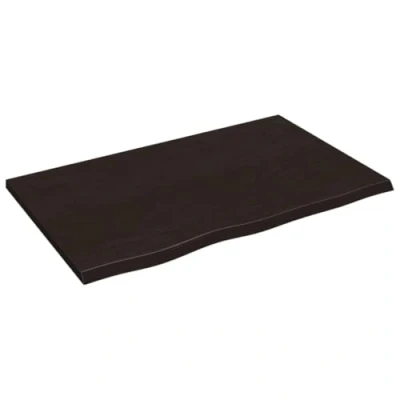 Image of vidaXL Solid Oak Wood Bathroom Countertop Dark Grey Finished Vanity Top with Live Edge Versatile and Durable Design Size: 80x50x2 cm