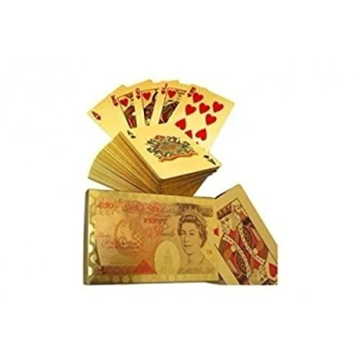 Image of SHATCHI 403 24K Gold Plated 50 Pound Flexible Poker Playing Cards Christmas Gifts