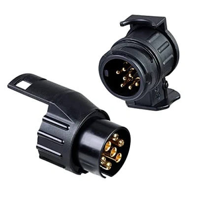Image of BEIJISTAR 7 Pin to 13 and Towing Adapter, Trailer Plug Socket 12V Waterproof Electric Adapter Converter Connector, for Caravan RV Boat Cars Truck
