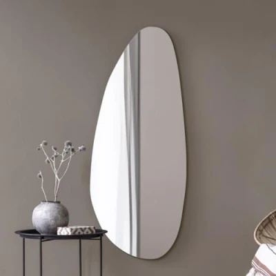 Image of MirrorOutlet The Lacuna Frameless Full Length Pond Leaner/Wall Mirror 47&quot; X 20&quot; (120CM 50CM) Silver Glass with Black wooden Backing Polished Edging