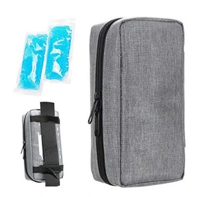 Image of Insulin Cooling Travel Case Portable Diabetic Supplies Organizer Cooler Bag with 2 Ice Pack by YOUSHARES (Grey)