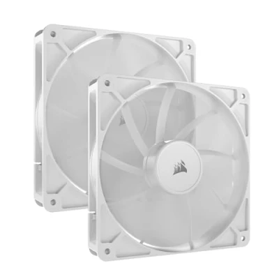 Image of Corsair RS140 140mm PWM Fans Daisy Chain Connection Low Noise Magnetic Dome Bearing Dual Pack White
