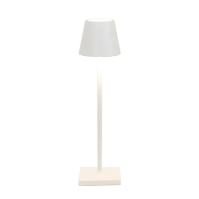 Image of Zafferano, Poldina Micro Lamp, Rechargeable Cordless Table Lamp with Touch Controls, Suitable for Interior and Outdoor, Dimmer, 2200 3000 K, Height 27.5 cm, White Colour