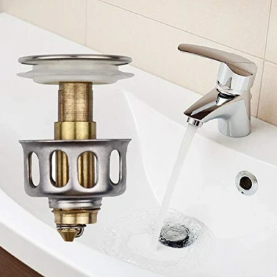 Image of Universal Wash Basin Bounce Drain Filter Pop Up Bathroom Sink Plug