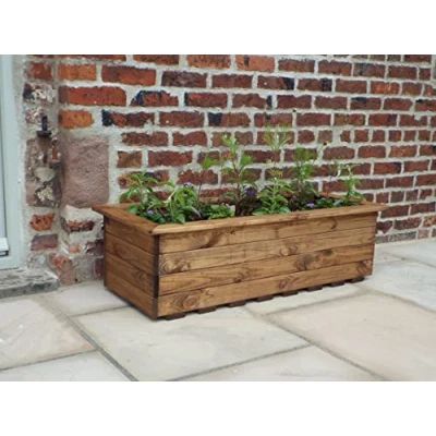 Image of Charles Taylor Country Extra Large Jumbo Wooden Garden Veg Trough Planter W1080xL470xH310mm