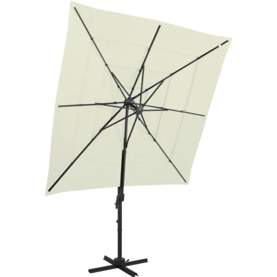 Image of vidaXL 4 Tier Garden Parasol with Aluminium Pole Sand 250x250 cm