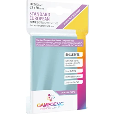 Image of GAMEGEN!C Prime Standard European Sized Sleeves 62 x 94 mm (50), Colour Clear (GGS10049ML)