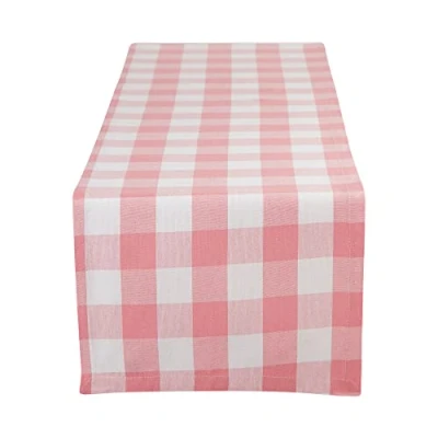 Image of DII Buffalo Check Collection, Classic Farmhouse Table Runner, 14x108, Pink &amp; White