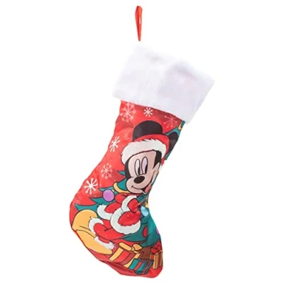 Image of Kurt S. Adler Mickey Mouse Christmas Stocking Officially Licensed Santa Suit Holiday Hanging Decoration, Red, 19in