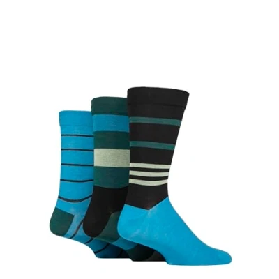Image of SockShop Men&#039;s Comfort Cuff Socks Striped and Plain Soft Breathable &amp; Cooling Bamboo Material Multipack of 3 Pairs (UK, Numeric, 7, 11, Regular, Storm)