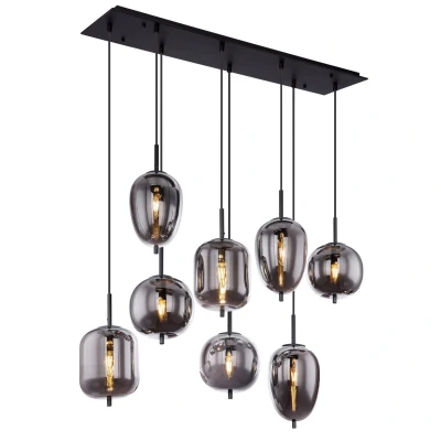 Image of Blacky Cluster Pendant Ceiling Light Black Glass Shade 8x E14