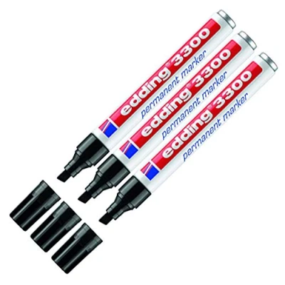 Image of Edding 3300 Permanent Marker Refillable 1 5 mm, 3x Black, 3