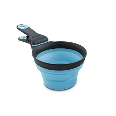 Image of Dexas Popware for Pets Collapsible KlipScoop, 2 Cup Capacity, Gray/Blue