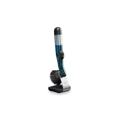Image of Joseph SinkTech Refillable Soap Dispensing Dish Brush with Storage Stand, Pan Scraper, Stainless Steel Drip Tray